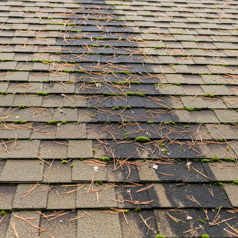 Before - Dirty roof with moss and stains